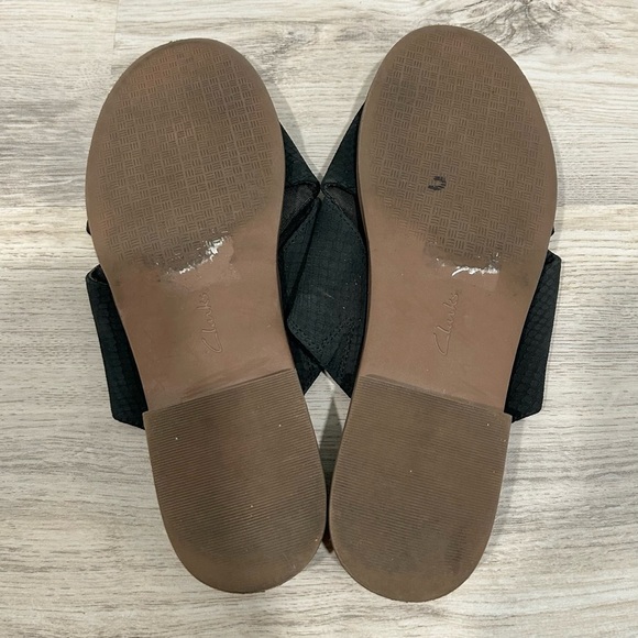 Clarks Collection Slip On Cross Strap Slide Sandals Black Suede Leather Size 8 - Picture 5 of 6
